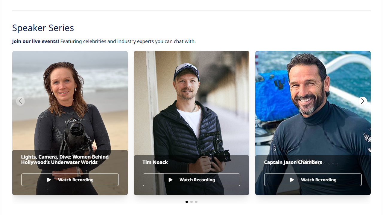 image of padi club speaker series featuring celebrity and influential divers